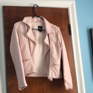 Kids pink faux leather jacket